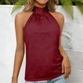 thumbnail image 4 of Women'S Sleeveless Halter Top，Halter Solid Color Elegant Business Work Sleeveless Top Undershirt Shirts Summer Casual Breathable Sleeveless, 4 of 7