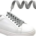 thumbnail image 2 of Solid Flat Shoelaces Hollow Thick Athletic Shoe Laces Strings 2 Pair, Light Gray 55"Inch (140CM), 2 of 7