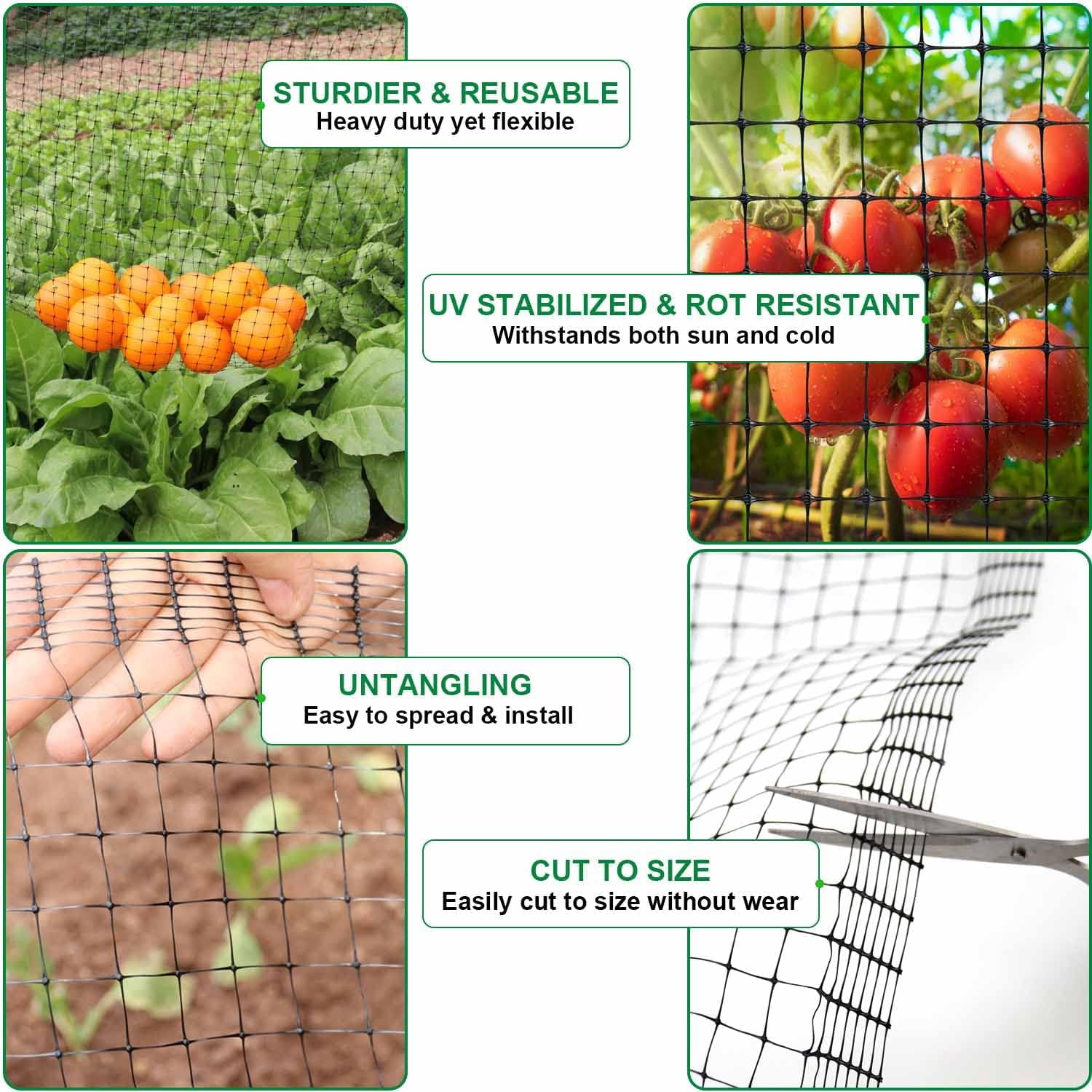 Heavy Duty Deer Netting Fence 8ft x 100ft for Garden  Against Birds and Animals