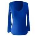 thumbnail image 4 of EDFBUYKRS Womens Button Down Shirt V Neck Long Sleeve Button Down Blouses Tops Casual Long Sleeve Collared Oversized Blouses Tops Ladies Tops and Blouses L, 4 of 5