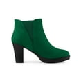 thumbnail image 3 of BLISSFUL STEP Women's Round Toe Block Heels Chelsea Ankle Boots Emerald Green 5.5, 3 of 7