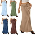 thumbnail image 2 of Oksale Long Maxi Skirts for Women Cozy Elastic Drastring Cotton Linen Skirt Lightweight Breathable Summer Skirts for Going Out Light Blue XL, 2 of 8