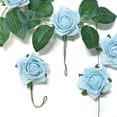 thumbnail image 6 of Efavormart 24 Roses | 2" Artificial Foam Rose With Stem And Leaves for Wedding Party Home Event Décor Wedding Anniversary Party - Dusty Blue, 6 of 10