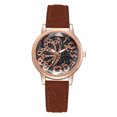 thumbnail image 1 of Reloj con correa de PU para mujer Reloj de pulsera con esfera de espejo con patrón de mariposa de cuarzo de aleación (marrón), 1 of 2