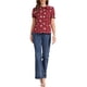 thumbnail image 2 of INSPIRAR CHIC Blusa de Algodón con Cuello Peter Pan y Mangas Abullonadas para Mujeres, Estampado Floral, para Uso Casual de Verano, Talla L, Rojo Oscuro Floral, 2 of 6