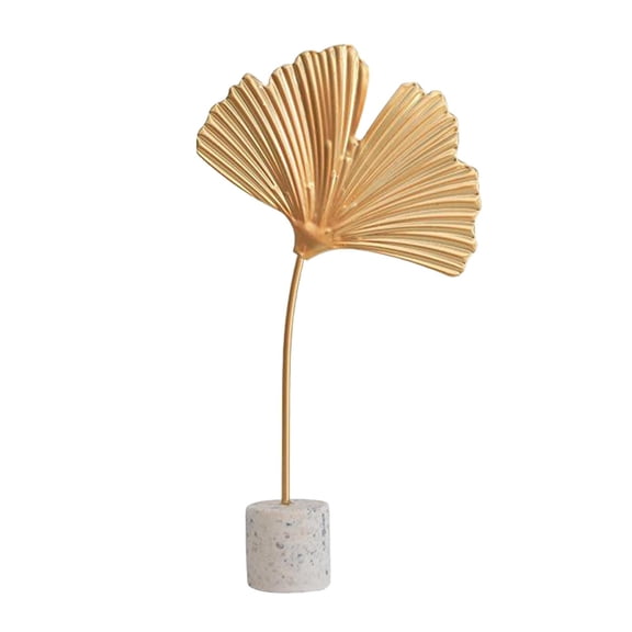 Nordic Style Alloy Gold Plated Feather Leaf Resin Figurine Leaves Sculptures Statues Study Desktop Ornaments Home Decor - 14x4x26.5cm