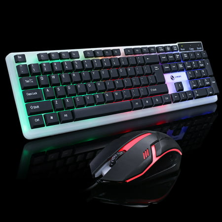 Colorful LED Illuminated Backlit USB Wired PC Rainbow Gaming Keyboard Mouse