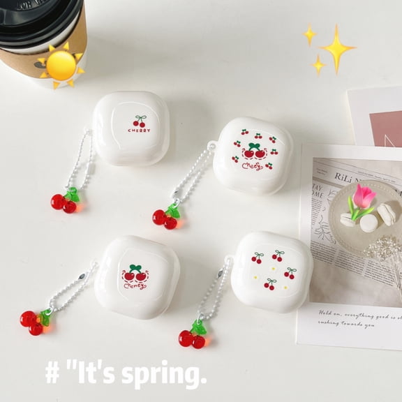 Simple Cute Cherry Pendant Chain For Samsung Buds Live Earphone Case Cover