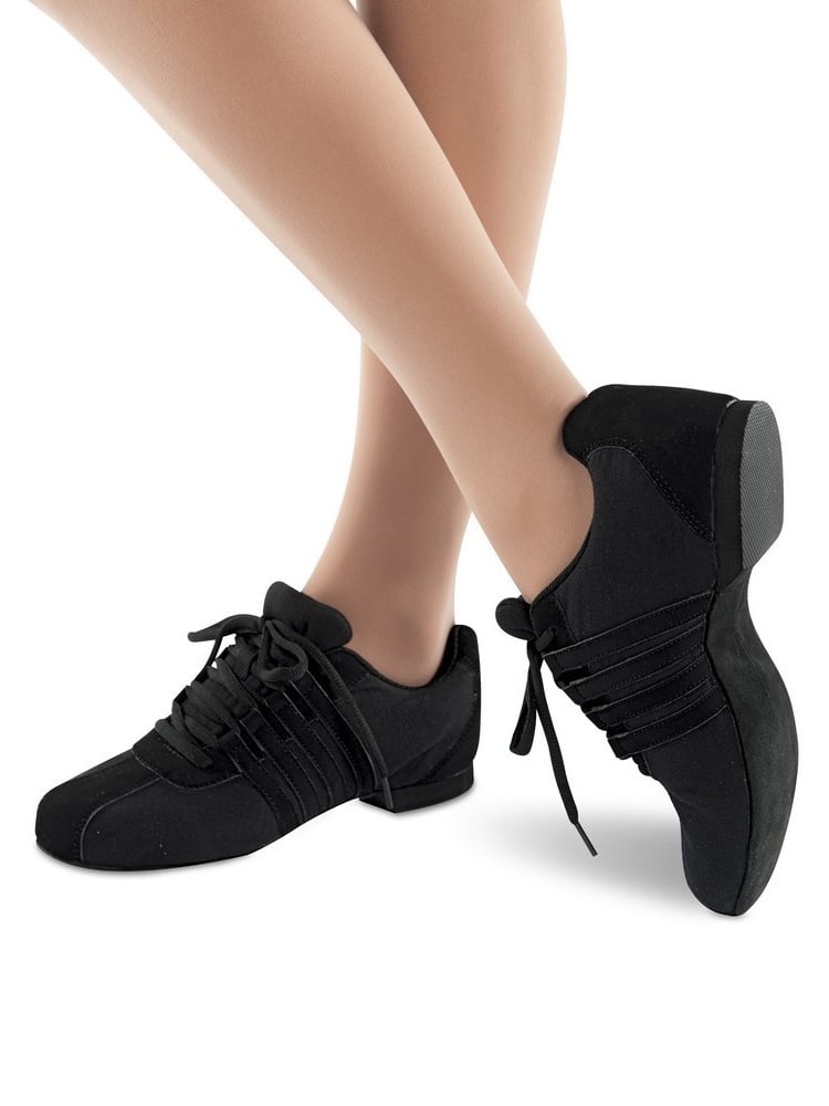 Danshuz Adult Black Canvas Upper Suede Sole Zoom Jazz Sneakers 7.5