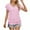 Pink, variant on ABATAB Womens Shirts Eyelet Loose Casual Plain Tops V-Neck Basic Short Sleeve Summer Vacation Shirts Trendy