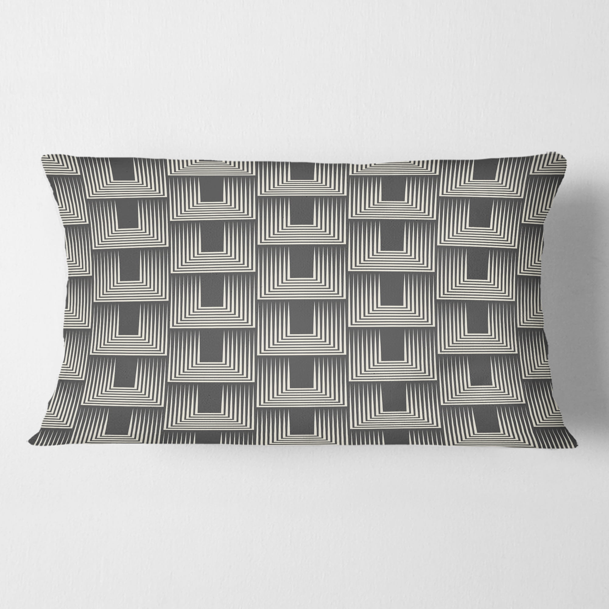 Designart Mimimal Black And White Design I' Mid-Century Modern Throw Pillow - 12x20