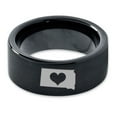 thumbnail image 2 of Tungsten South Dakota The Mount Rushmore State Heart Band Ring 9mm Men Women Comfort Fit Black Flat Cut Brushed Polished, 2 of 4