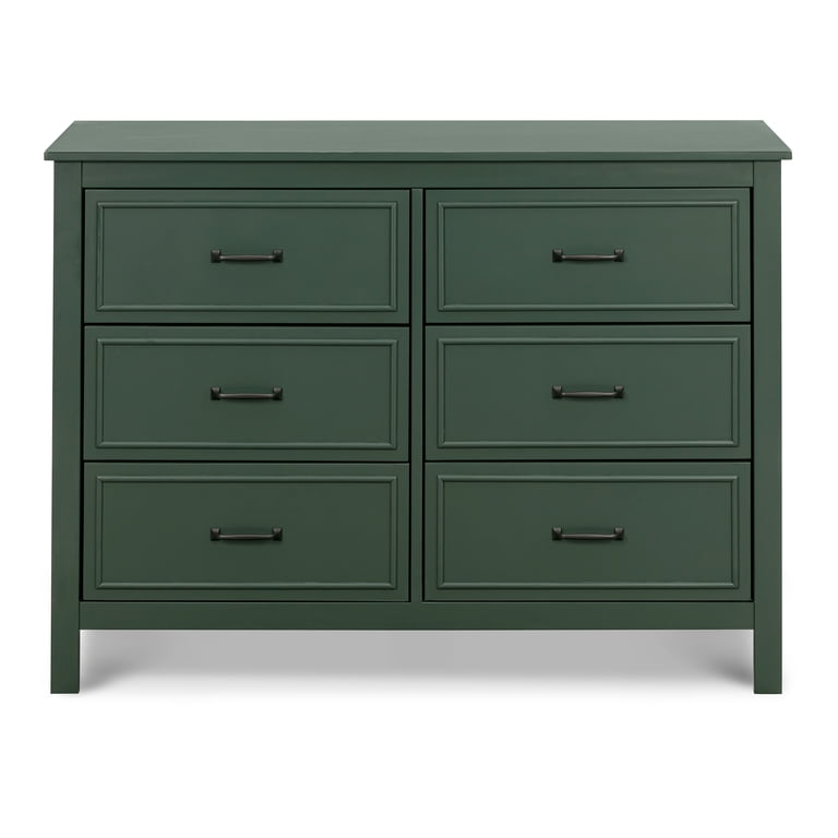 モダンなグリーンのドレッサー＆チェスト セット DaVinci Charlie 6-Drawer Double Dresser in Forest Green - Walmart.com