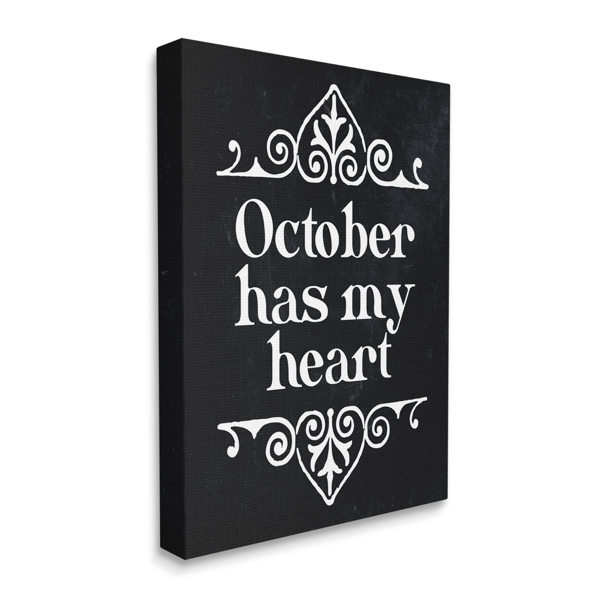 Stupell Industries Black October Has My Heart Holiday Painting Gallery Wrapped Canvas Print Wall Art, 36 x 48