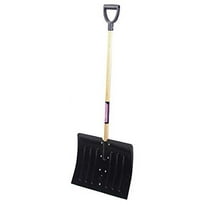 Westward Snow Shovel, 14-1/2 x 18 In, Steel, Wood Handle, D-Grip, 5 lb. 10 oz.