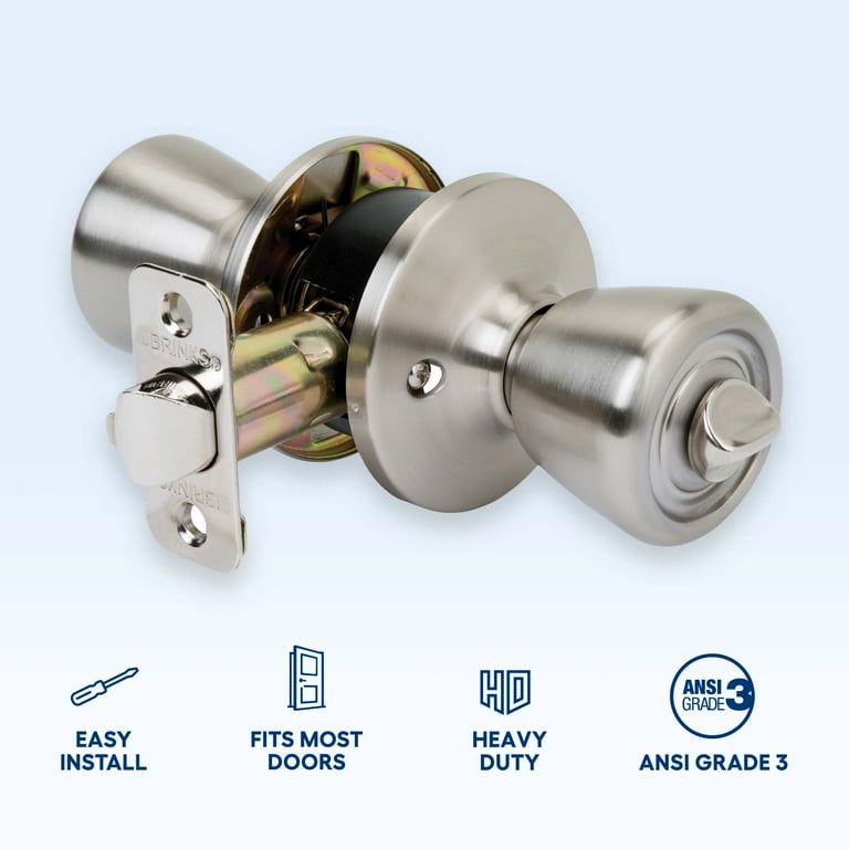Brinks Keyed Entry Tulip Style Doorknob, Satin Nickel Finish