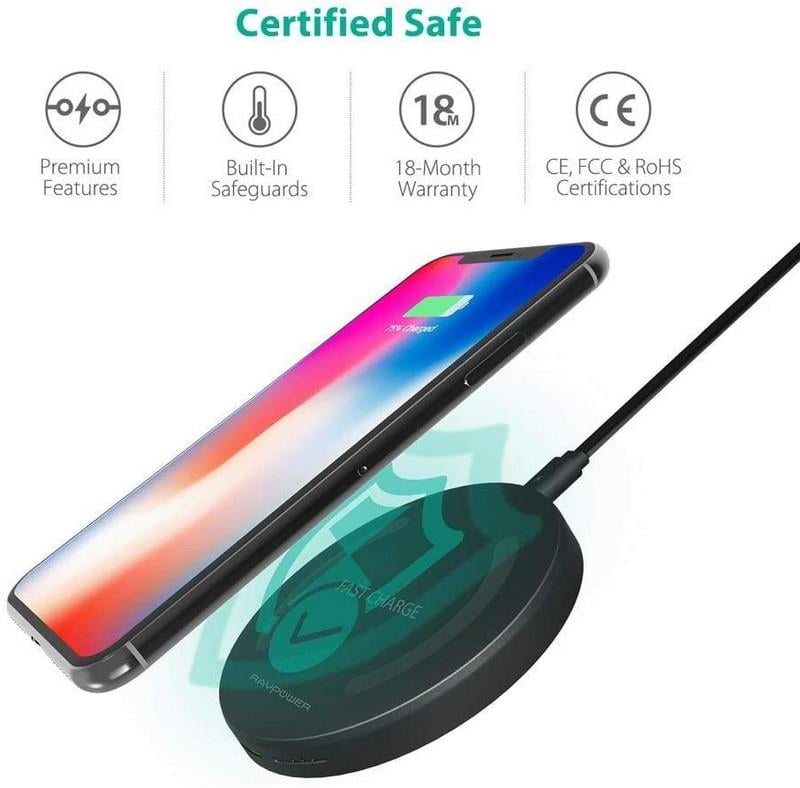 stapel Conclusie Beroemdheid RAVPower RP-PC014 Wireless Charger Qi 10W Fast Charging Quick Charger (OPEN  BOX) PB30 - Walmart.com