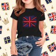 thumbnail image 2 of AUNVITO Kids British Flag Print Casual Loose Fit Round Neck Short Sleeve T-Shirt Comfortable Top, 2 of 4