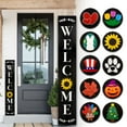 thumbnail image 1 of Monjita Señal De Bienvenida Para Porche Delantero Letrero De Madera Intercambiable Con 5 Íconos De Doble Cara Diseñados Para Puerta De Entrada Todo El Estacional Granja Rústica Moderna Decoración De P, 1 of 5