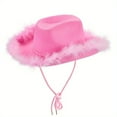 thumbnail image 5 of Stylish Women's Cowboy Hat - Soft Furry Trim, Wide Brim, Solid Color Design, Perfect for Dating, Party, Outdoor Activities, and Everyday Wear - Adult One-Size-Fits-Most Female Cap, 5 of 11