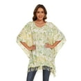 thumbnail image 3 of Beautybatik Moss green Batik Caftan Boho Hippie Women Tunic Top Blouse Plus Size 3X, 3 of 5