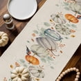 thumbnail image 2 of Watercolor Pumpkin Bird Table Runner, Autumn Thanksgiving Kitchen Dining Table Decoration for Home Party Decor 13x36 Inches, 2 of 9