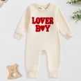 thumbnail image 2 of Zanarzt Baby Bodysuit Boy Long Sleeve Baby Boy Valentines Outfit Long Sleeve Letter Print Jumpsuit Romper Cute Spring Clothes Beige,0-3 Months, 2 of 8