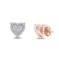 thumbnail image 3 of 1/4 Carat (Cttw) Round Natural Diamond Heart Frame Halo Stud Earrings For Womens 14K Rose Gold Plated 925 Sterling Silver (I-J Color, I2-I3 Clarity, 0.25 Cttw), 3 of 5