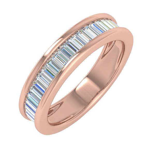 1/2 Carat Channel Set Baguette Shape Diamond Wedding Band Ring in 14K Rose Gold (Ring Size 4.25)