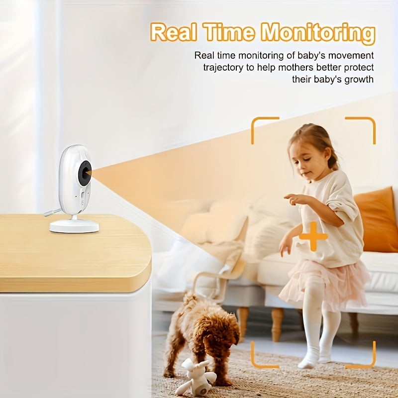3.5" LCD Baby Monitor, 1296P HD, Auto Night Vision, VOX Mode, Two-Way Audio, Cry Detection, Temp Sensor, 8 Lullabies, Wireless USB-Powered