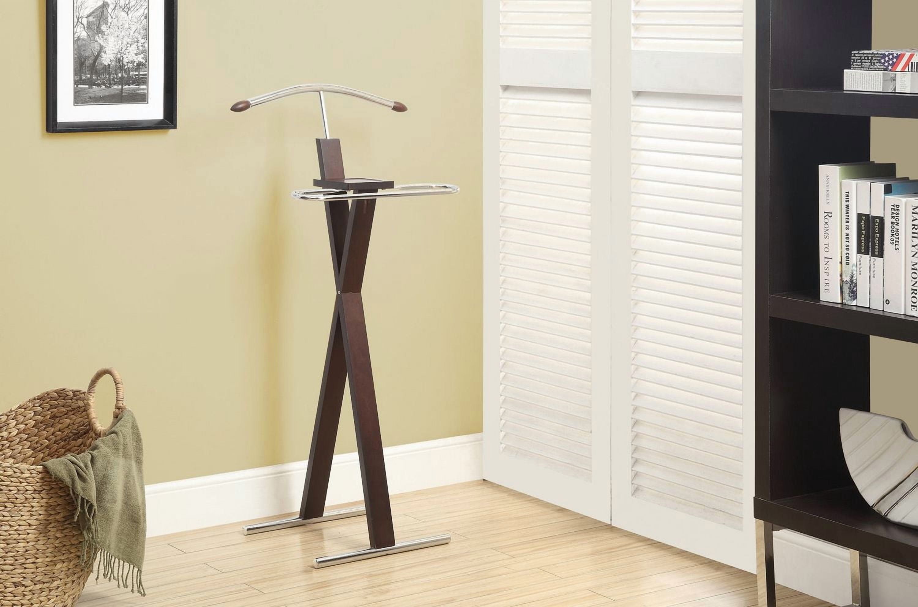 Monarch Specialties Valet De Valet, Organisateur, Porte-Costume, Chambre À Coucher, En Bois, Métal, Marron Foncé, Chrome, Contemporain, Moderne