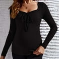 thumbnail image 6 of Maternity Shirts Ribbed Knit Long Sleeve Crewneck Pregnancy Tunic Tops Casual Maternity Clothes Black XL, 6 of 7