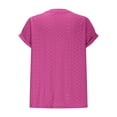 thumbnail image 5 of Olyvenn Womens Casual Eyelet V Neck Short Sleeve Loose Fit Tee Shirts Tunic Shirts Dressy Blouses Business Work T Shirt Hot Pink M, 5 of 9