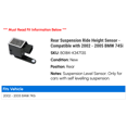 thumbnail image 2 of Rear Suspension Ride Height Sensor - Compatible with 2002 - 2005 BMW 745i 2003 2004, 2 of 2