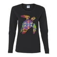 thumbnail image 2 of Wild Bobby, Colorful Rainbow Sea Turtle Animal Lover Womens Graphic Long Sleeve T-Shirt, Black, Medium, 2 of 3