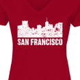 thumbnail image 4 of Inktastic San Francisco Skyline with Grunge Women's V-Neck T-Shirt, 4 of 5