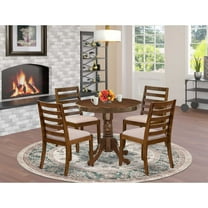 East West Furniture Antique 5-Piece Dining Set in Walnut Finish