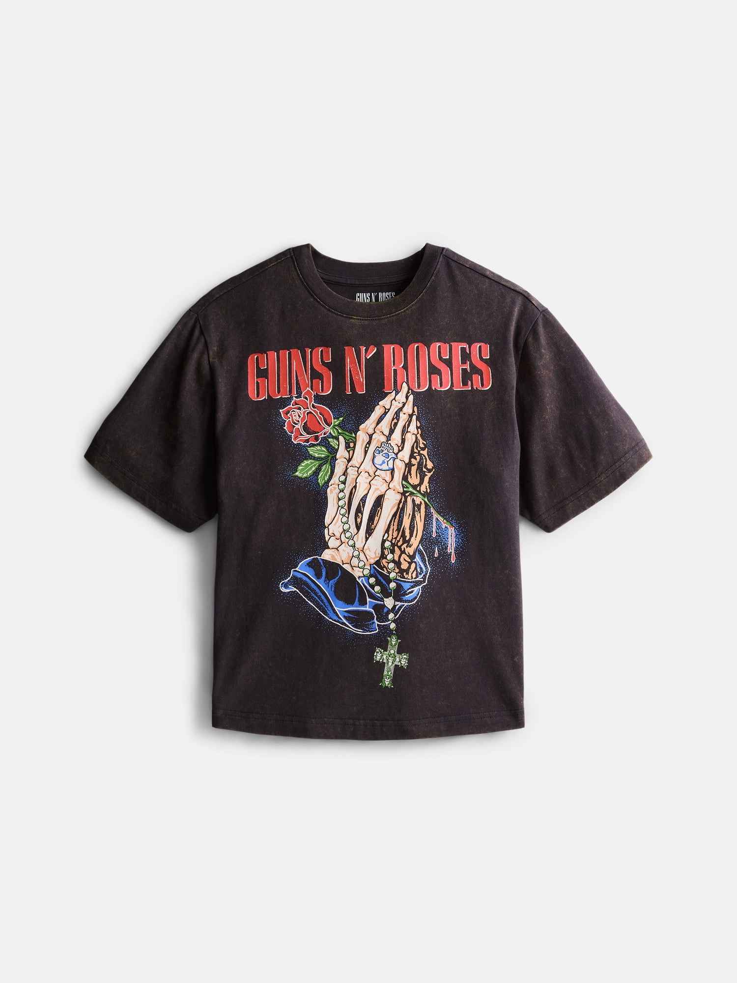 Weekend Academy Boys Guns N Roses Garment Washed Graphic Tee with Short Sleeves, Sizes 4-18