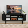 thumbnail image 5 of Mid Century Modern TV Stand with Tambour Door, Farmhouse Curved Round Edge TV and Media Console Table, Fluted Entertainment Center for Living Room, Bedroom (Black), 5 of 7