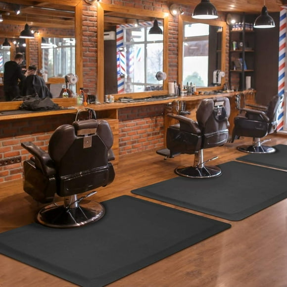 Salon mats for Hair Stylist 3'x5' Barber Shop Salon Floor Chair Mat - Black Square Anti-Fatigue Salon Floor Mat -1/2" Thick Salon Standing Mat