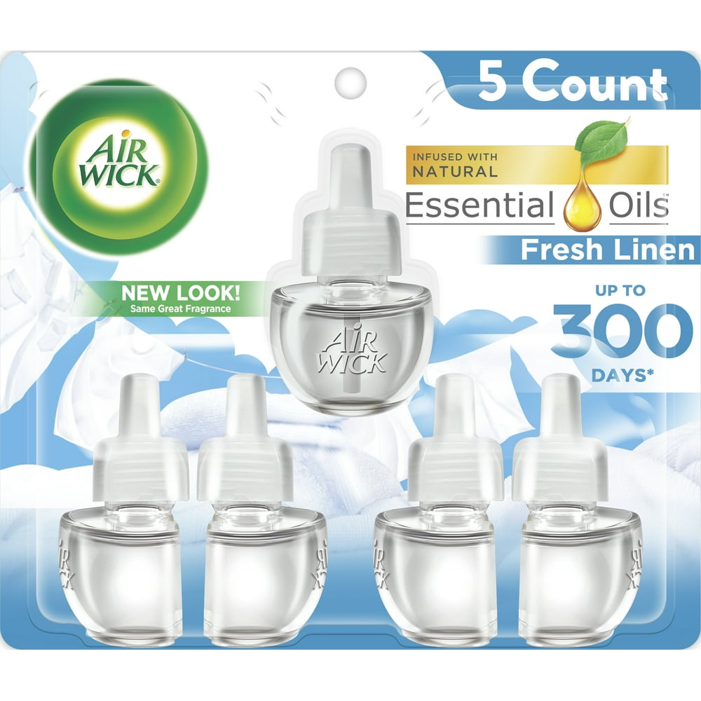 Air Wick Plug in Scented Oil Refill, 5 ct, Fresh Linen, Same Great Fragrance of Fresh Laundry