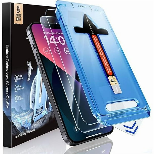 wonima11 MAGIC JOHN 2 Pack for iPhone 13/14& iPhone 13 Pro 6.1 inch Tempered Glass Screen Protector, Auto Dust-Elimination, Bubble Free, HD Clear, Easy Installation