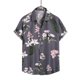 thumbnail image 2 of Blusa informal de manga corta con estampado floral y botones para la playa para hombre Pompotops oipoqjl47256, 2 of 8