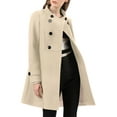 thumbnail image 4 of MODA NOVA Juniors Stand Collar Long Sleeves Double Breasted Trendy Winter Coat, 4 of 7