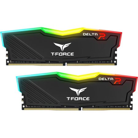 Team Group TF3D416G3200HC16CDC0 T-Force Delta RGB 16GB 288-Pin DDR4 SDRAM DDR4 3200 Intel XMP 2.0 Desktop Memory Model, Black