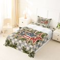thumbnail image 5 of Manfei Stars American Flag Twin Sheets,Green Leaf Checkered Bedding,Green Gray,3pcs,1 Fitted Sheet and 1 Pillowcase, 5 of 6