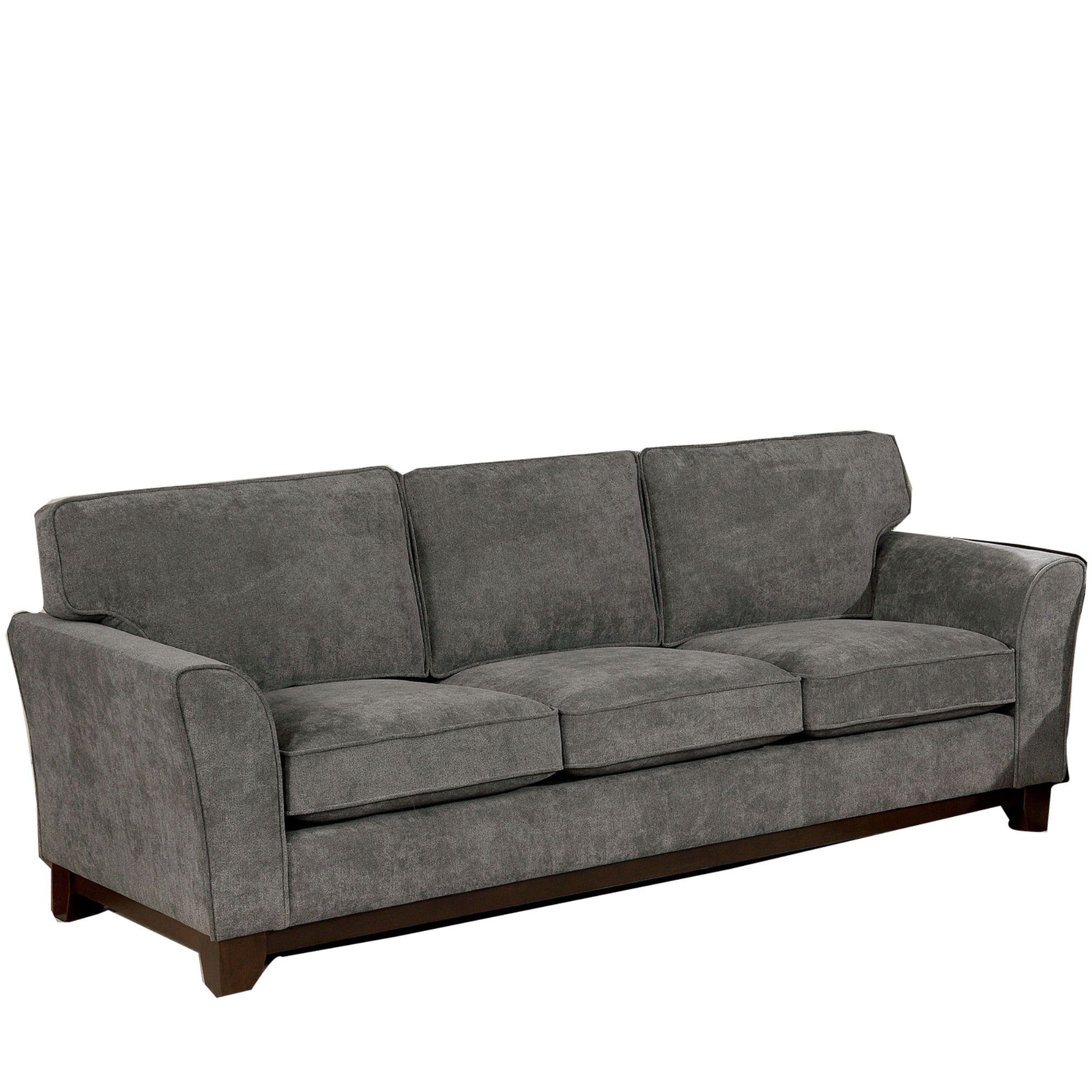 Chenille Fabric Upholstered Wooden Sofa with Flared Arms, Gray