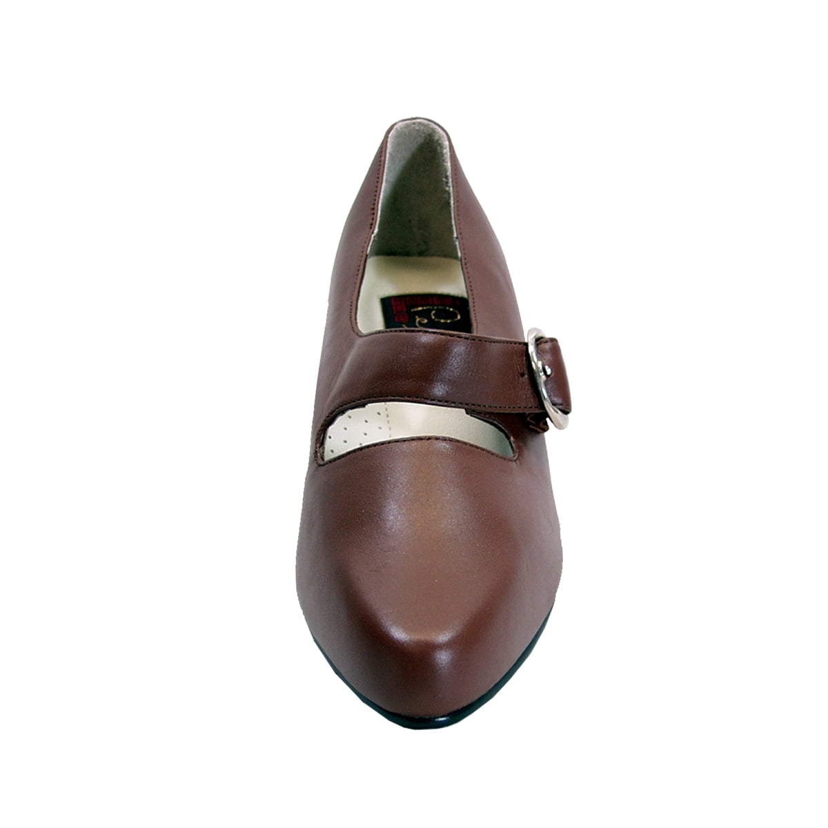 PEERAGE Xia Women's Wide Width Mary Jane Leather Pumps BROWN 9