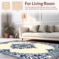 thumbnail image 2 of ODIKA 5'x7' Machine Washable Non-Slip Area Rug, Retro Floral with Layered Medallion and Leafy Vine Embellishments High Traffic Rug with Pad, Blue, 378757, 2 of 8