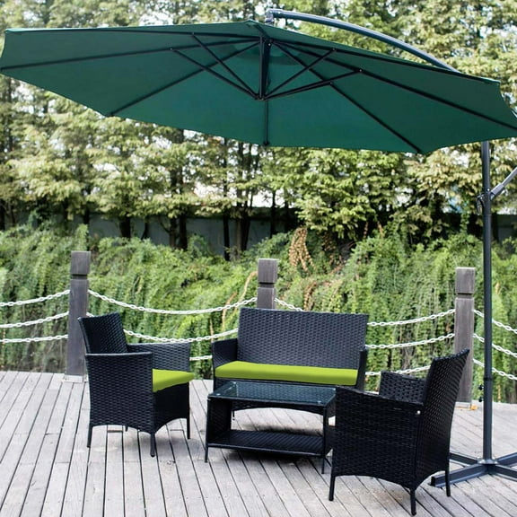 SEGMART Deck Rattan Sofa Furniture Set, 4 PCS Outdoor Patio Conversation Set, All-weather Wicker Sectional Furniture with 2 Single Chairs, 1 Loveseat and 1 Table, Outdoor Indoor Use Chair Set, B935